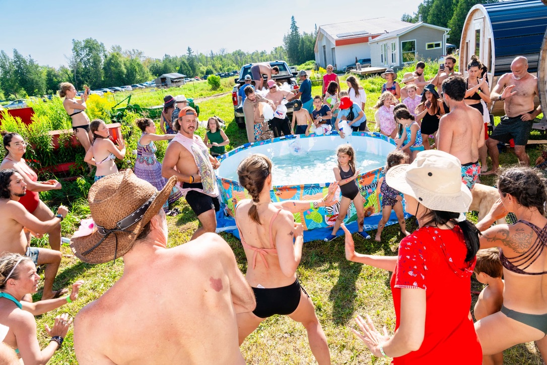 Festival cold plunge crowd